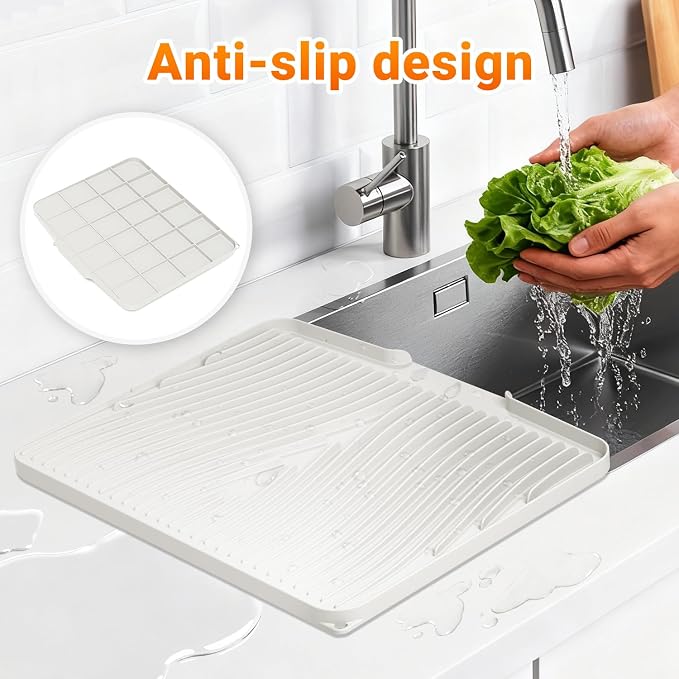 Silicone Dish Drying Mat for Kitchen Counter, Non-Slip Drain Pad, Dish Drying - Image 5