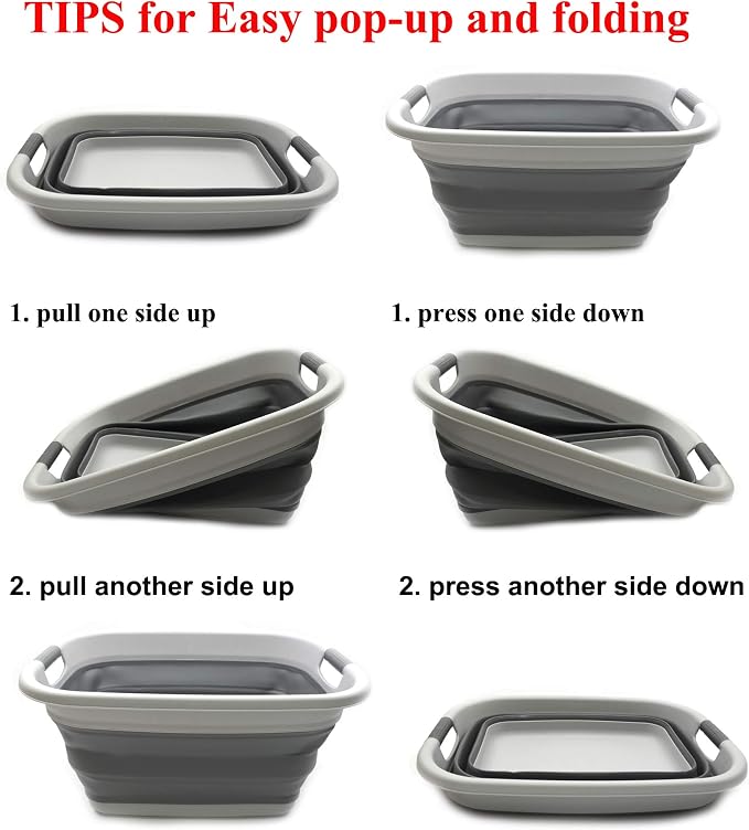 SAMMART Set of 2-31L Collapsible Plastic Laundry Basket-Pop Up Storage - Image 7