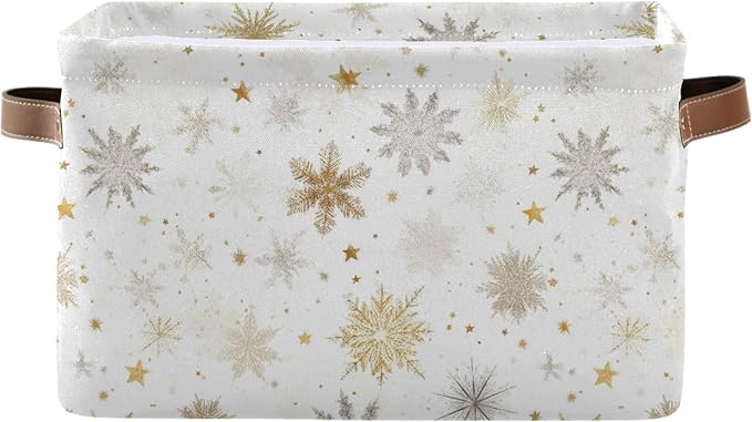 Winter Snowflake White Storage Basket by Wamika