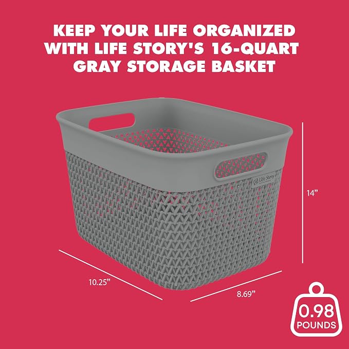 Life Story Large Storage Basket, Decorative Plastic Home Organizer, Lightweight - Image 3