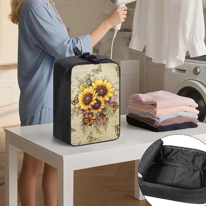 Travel Steam Iron Storage Bag Sunflower Heavy Fabric Carrying Case - Image 3