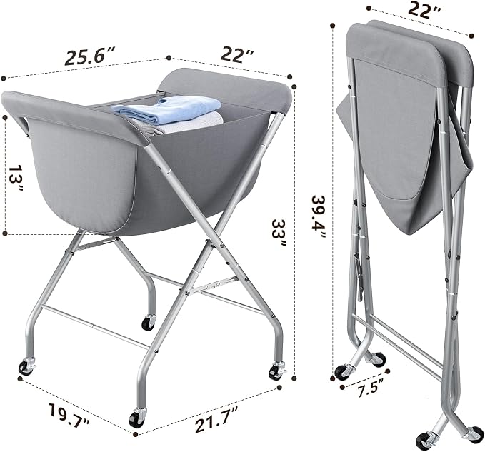 ELYKEN Laundry Cart with Wheels, 33”H Easy Rolling Laundry Hamper with - Image 6