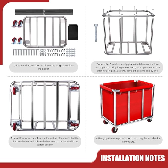 Commercial Laundry Cart with Wheels, 11.35 Bushel Large Laundry Rolling Bins - Image 6