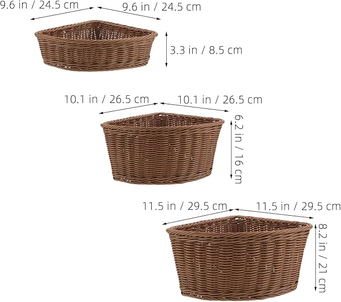 3pcs Imitation Rattan Woven Corner Basket - Image 4