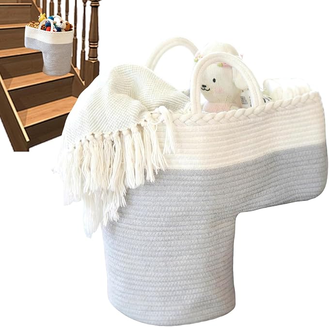 Staircase Basket – Foldable Woven Step Storage Organizer | Portable Handle L - Image 7
