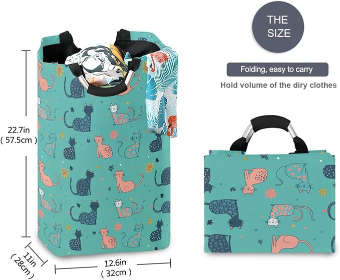Sweet American Curlcats Turquoise laundry baskets collapsable and waterproof - Image 5