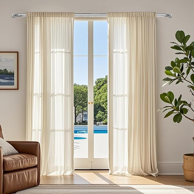 Meriville 1-Inch Diameter Wrap Around Blackout Curtain Rod, 48-Inch to 84-Inch - Image 2