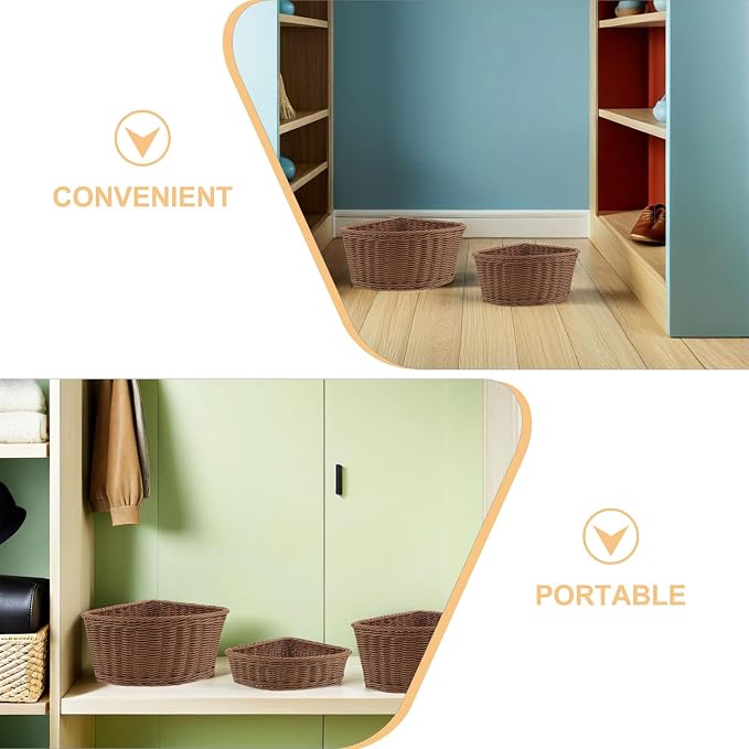 3pcs Imitation Rattan Woven Corner Basket - Image 3