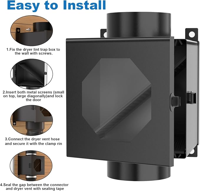 Metal Dryer Duct Lint Trap, Indoor Dryer Vent Kit - Image 4