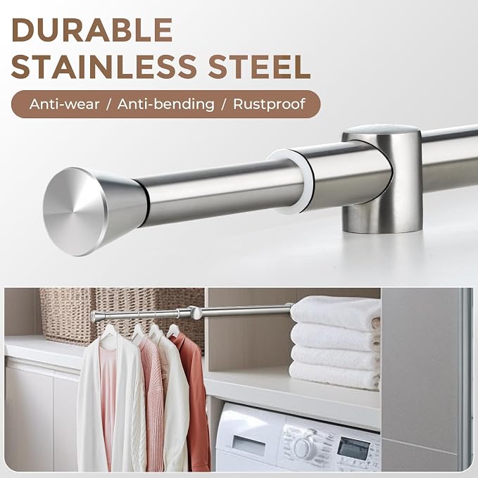 12" Valet Rod for Closet Pull Out, Heavy Duty Slide-Out Closet Rod for Hanging - Image 7