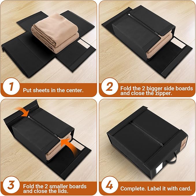8 Pack Bed Sheet Closet Organizers and Storage, Sturdy Foldable Storage - Image 4