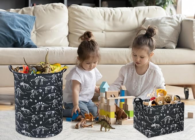 HIYAGON Rectangular Dinosaur Basket Empty Cute Storage Bin Organizer Box - Image 5