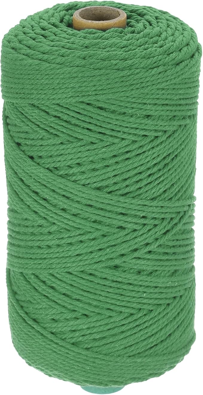 HARFINGTON Natural Macrame Cord 2mm x 220 Yards 3 Strand Twisted Cotton Macrame by HARFINGTON
