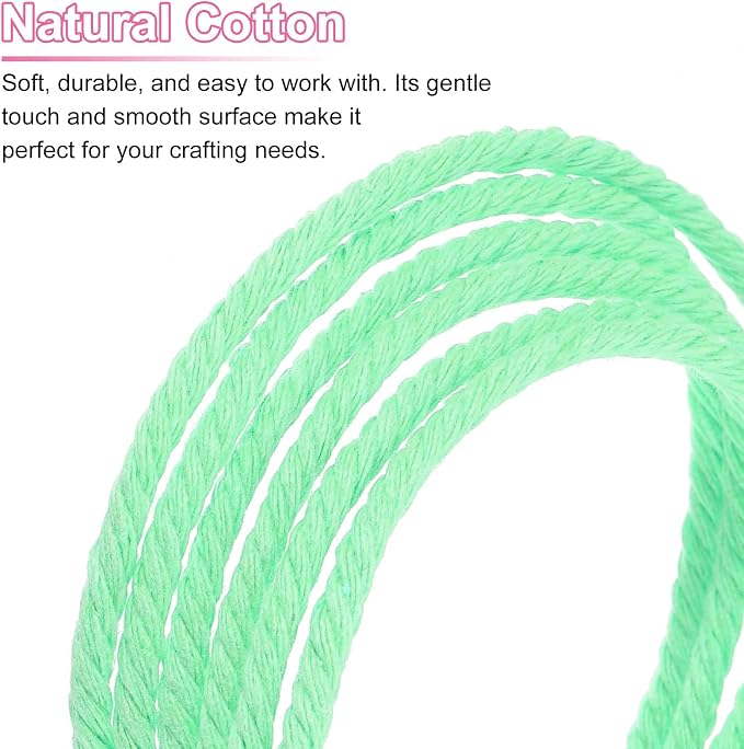 HARFINGTON Natural Macrame Cord 3mm x 328 Yards 4 Strand Twisted Cotton Macrame - Image 4
