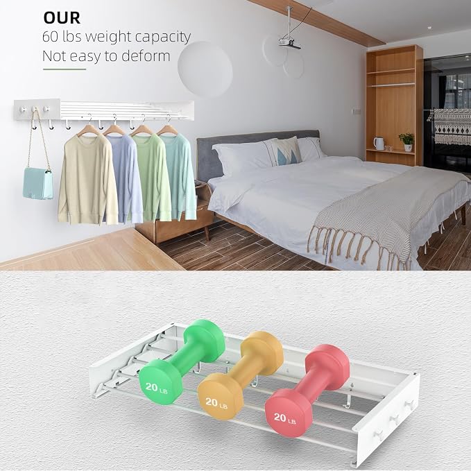 Drying Rack Clothing, Clothes Drying Rack Wall Mounted, Laundry Drying Rack - Image 7