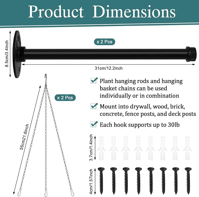 2 Set Plant Wall Hanger Rod - Image 2
