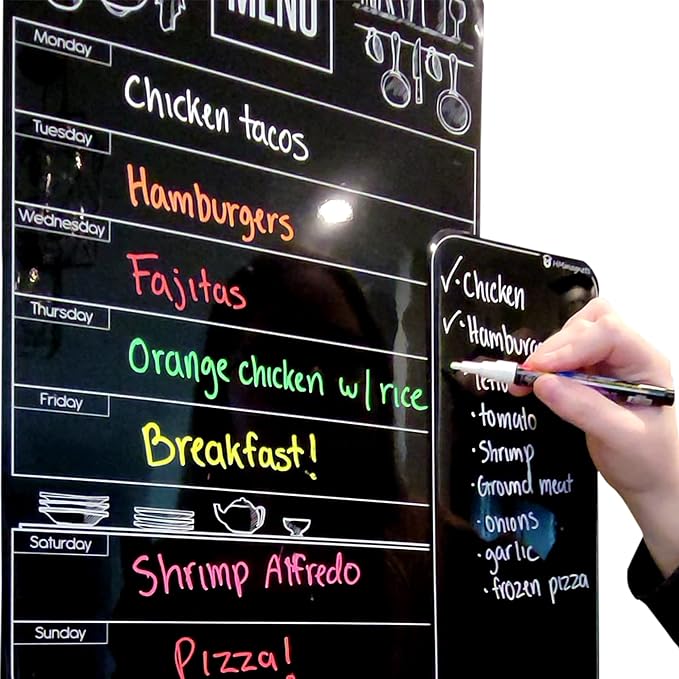 Cute 10"x16" Magnetic Dry-Erase Weekly Menu Blackboard by HMmagnets