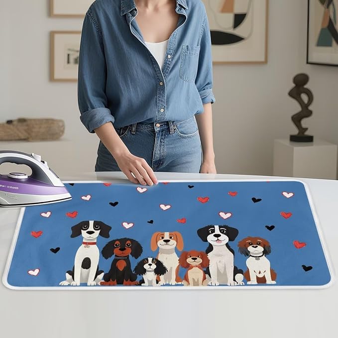 Ironing Mat Cute Dogs Print Foldable Ironing Pad Portable Board Iron Board by PJHEQOXE