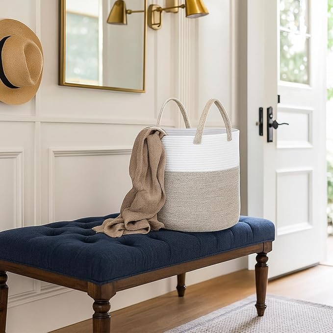 ShellKingdom Laundry Basket, Large Natural Rope Woven Storage Basket - Image 5