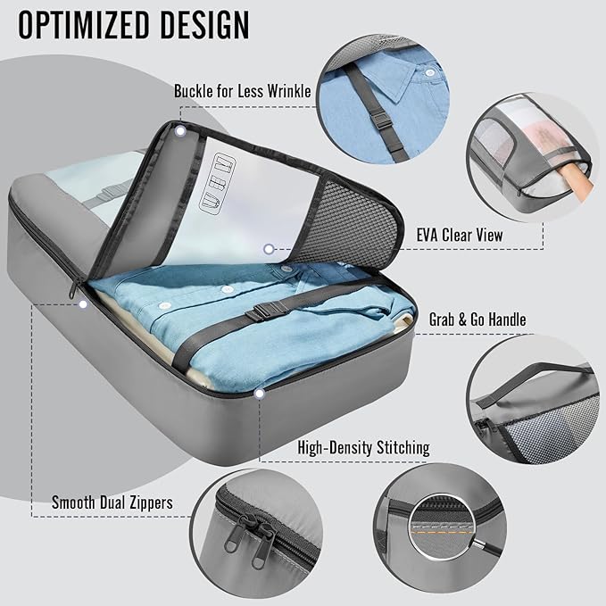 Veken 8 Set Packing Cubes for Travel Essentials, Suitcase Organizer Bags in 4 - Image 4