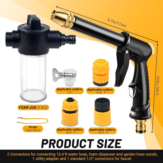 Garden Hose Nozzle with 4 Patterns, Soap Dispenser & Quick Connectors, Plastic - Image 2
