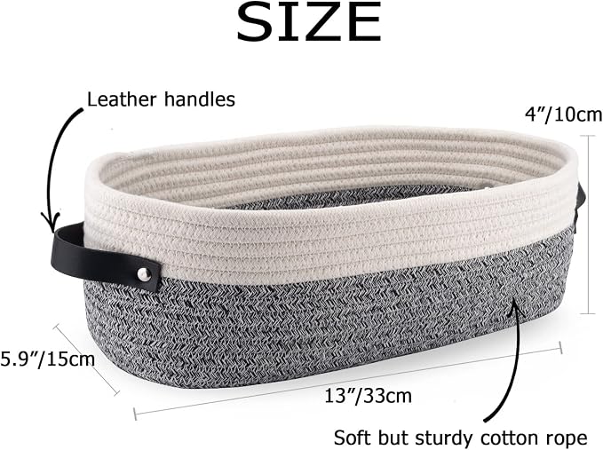 2 Pack Small Cotton Rope Woven Basket Toilet Paper Baskets - Image 3