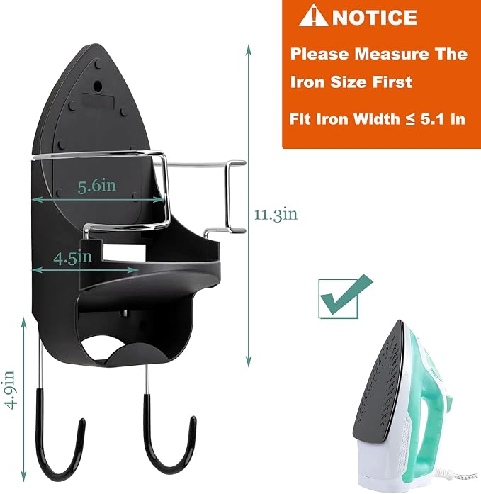 DOUBLE 2 C Ironing Board Hanger Wall Mount Electric Iron Holder Iron and - Image 3