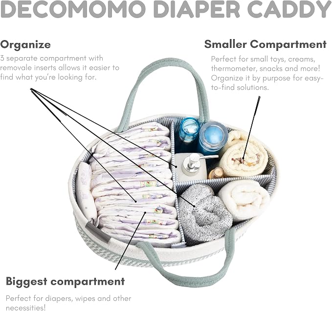 DECOMOMO Baby Caddy Organizer, Diaper Caddy Basket, Baskets - Image 8