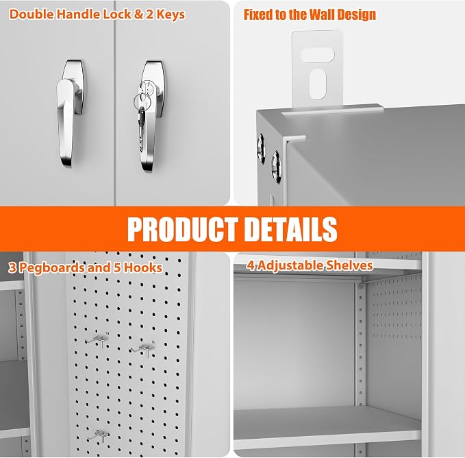 Aobabo Extra Large Garage Storage Cabinet on Wheels, Metal Storage Cabinets - Image 4