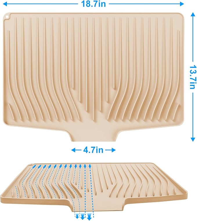 Silicone Dish Drying Mat for Kitchen Countertops and Sinks, 19 x13.7 Inch Non - Image 2