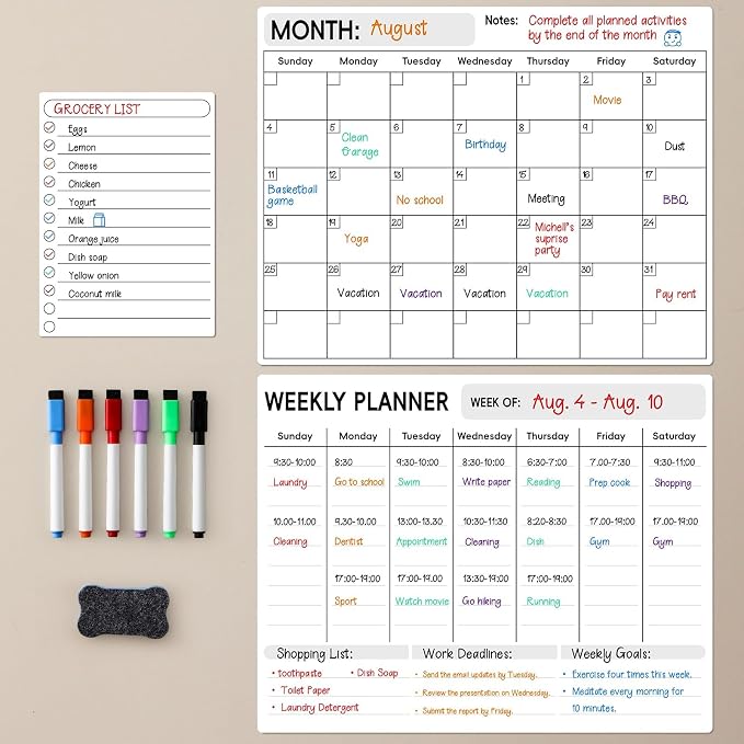 LANDNEOO Magnetic Dry Erase Calendar by MakeLifeBetterEasier