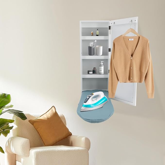 Wall-Mounted Ironing Board Cabinet Foldable Storage Shelve - Image 8