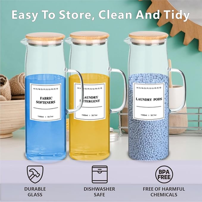 Liquid Laundry Detergent Dispenser, Glass Jars - Image 3
