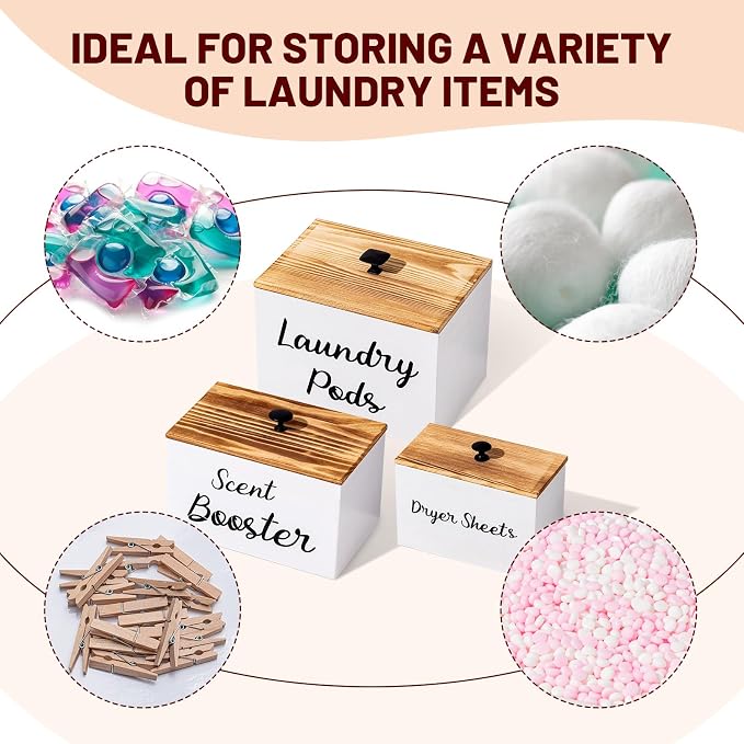 Dandat 3 Pcs Dryer Sheet Holder Laundry Pod Holder Scent Booster Container Set - Image 4