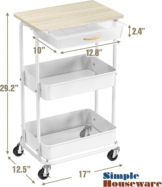 Simple Houseware 3-Tier Rolling Utility Cart - Image 7