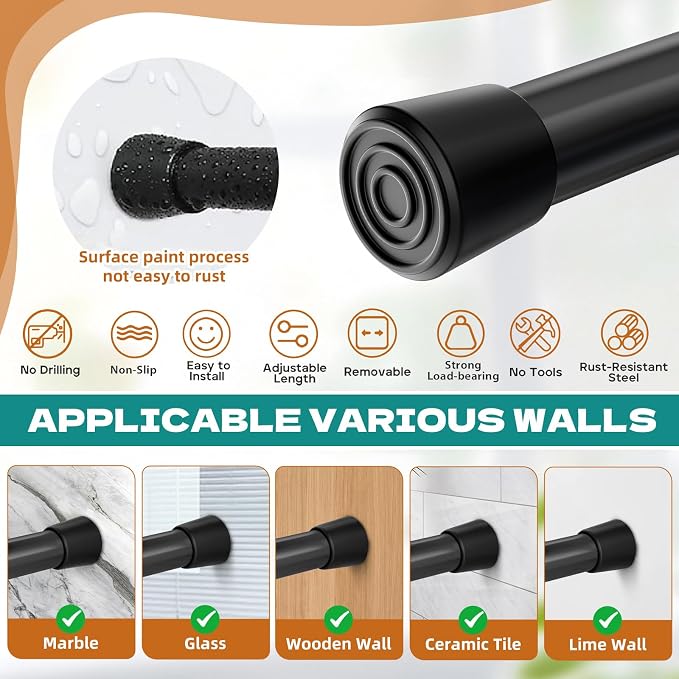Spring Tension Rods 29-42 Inches Adjustable Small Short Curtain Rod No Drill - Image 4