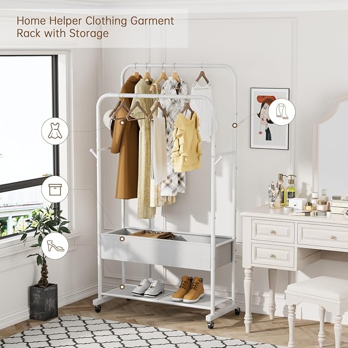 Clothes Garment Coat Rack Drying Clothing Racks Metal Freestanding - Image 6