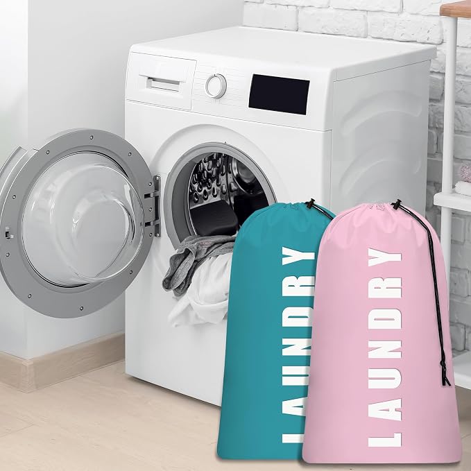4 Piece Drawstring Travel Laundry Bag, Large Laundry Bag, Men's and Women's - Image 7