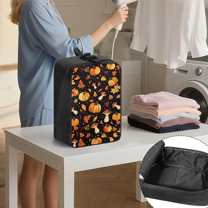 Fall Pumpkin Travel Steamer Storage Bag Zippered Carrying Case - Image 3