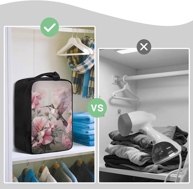 Steamer Carrying Case Pink Hummingbird Lightweight Zippered Organizer - Image 4