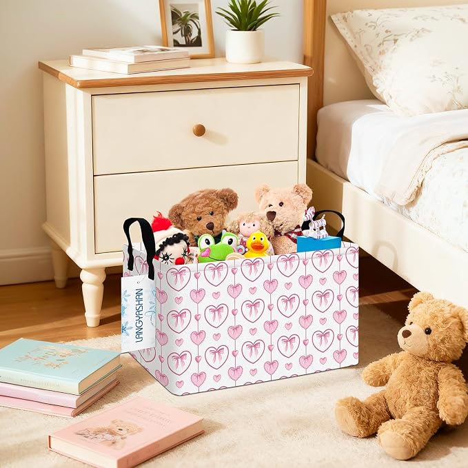 LANGYASHAN Rectangular Storage Bin Collapse Canvas Fabric Cartoon Storage Basket - Image 8