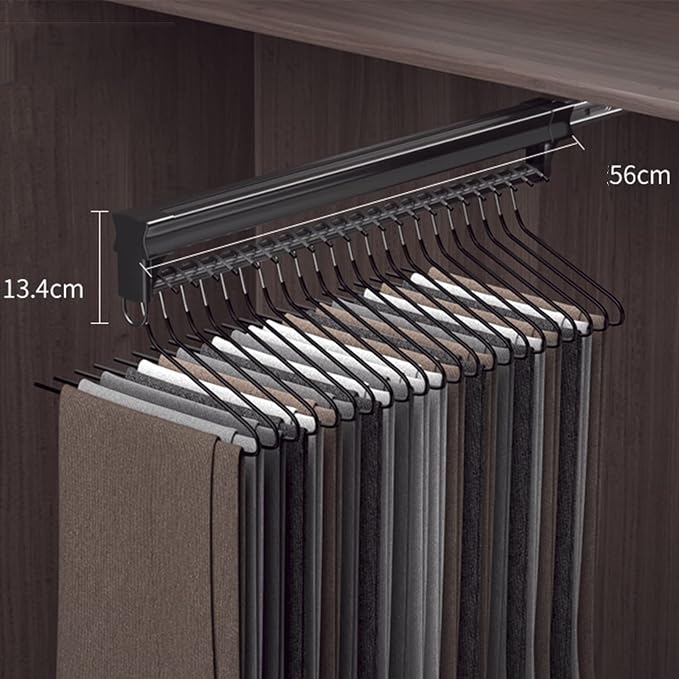 Wardrobe Clothing Rail Wardrobe Pants Hanger Rack Bar, Pull-Out Closet Valet - Image 2