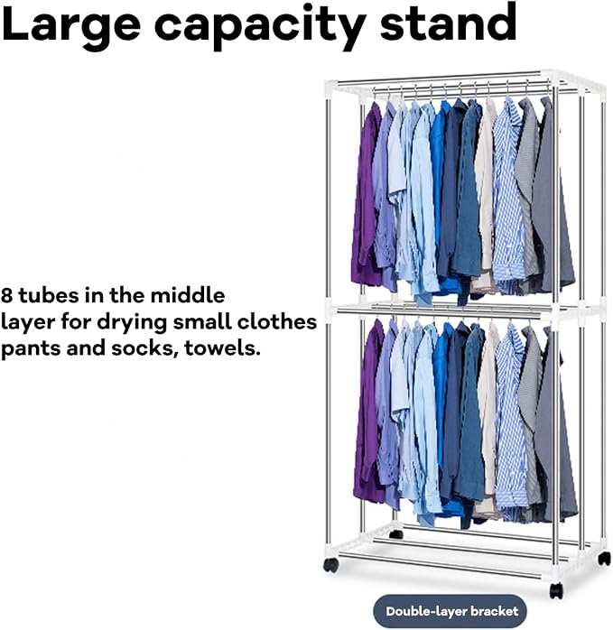 Electric Clothes Dryer, Efficient Indoor Wet Laundry Warm Air Heated Drying - Image 4