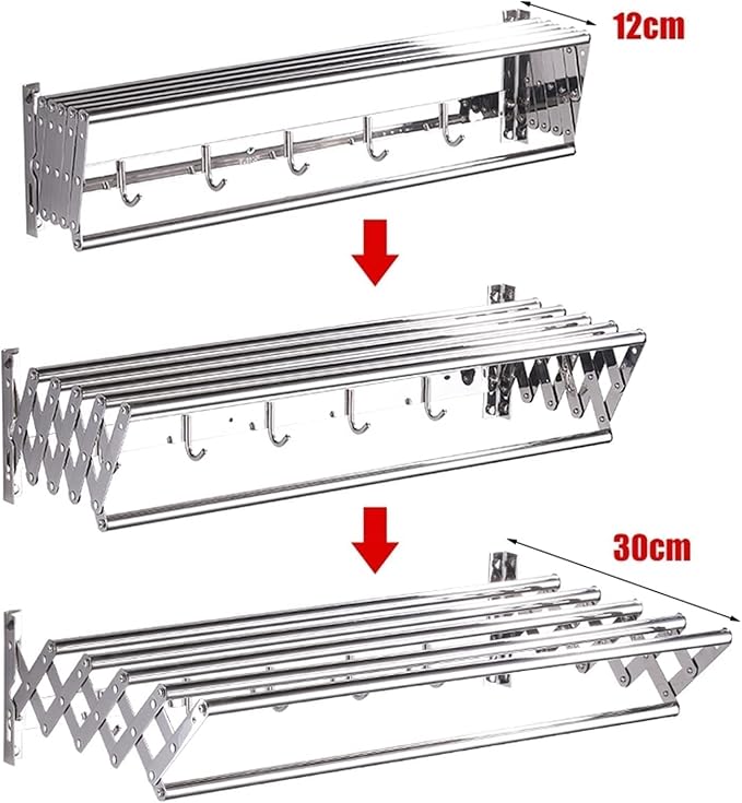 Wall Mounted Laundry Drying Rack Dryer Clothes Airer Foldable Indoor Sturdy - Image 2