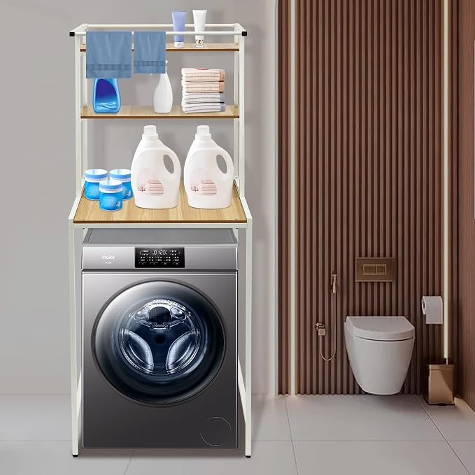 Over The Washer and Dryer Storage Shelf, 3-Tier Laundry Organizer - Image 4