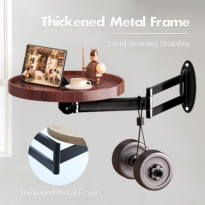 Wall Mounted Folding Table Small Folding Desk Round Foldable Wall Table - Image 4