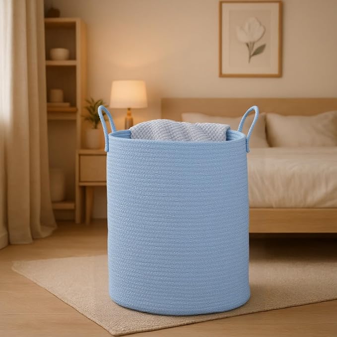 Woven Basket Nursery Laundry Hamper - Image 6