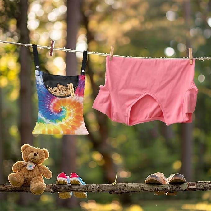 Rainbow Tie Dye Hanging Clothes Pin Bag - Image 3