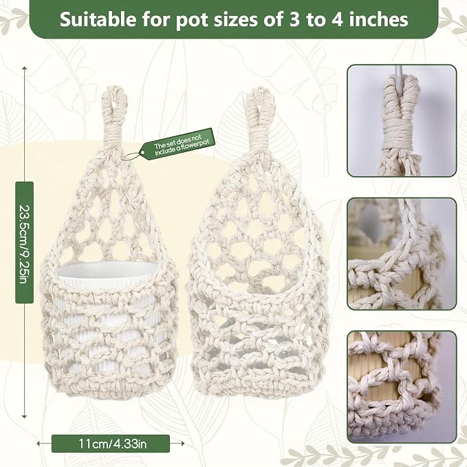 Macrame Wall Plant Hanger, Hanging Planter Basket Holder, Wall Planters - Image 3