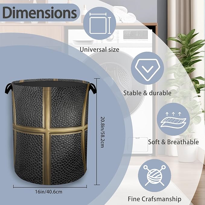 Basketball Gold Laundry Basket, Foldable - Image 2